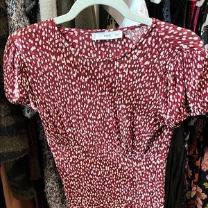 Mango Red and White Polka Dot Midi Dress